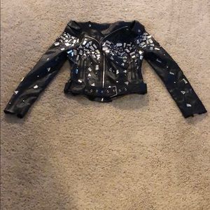 Off the shoulder leather jacket